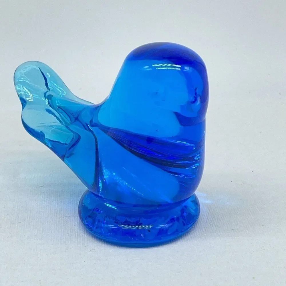 Bluebird Of Happiness Blue Bird Art Glass Figurine 2.75" Signed Leo Ward 1993 - Picture 1 of 8